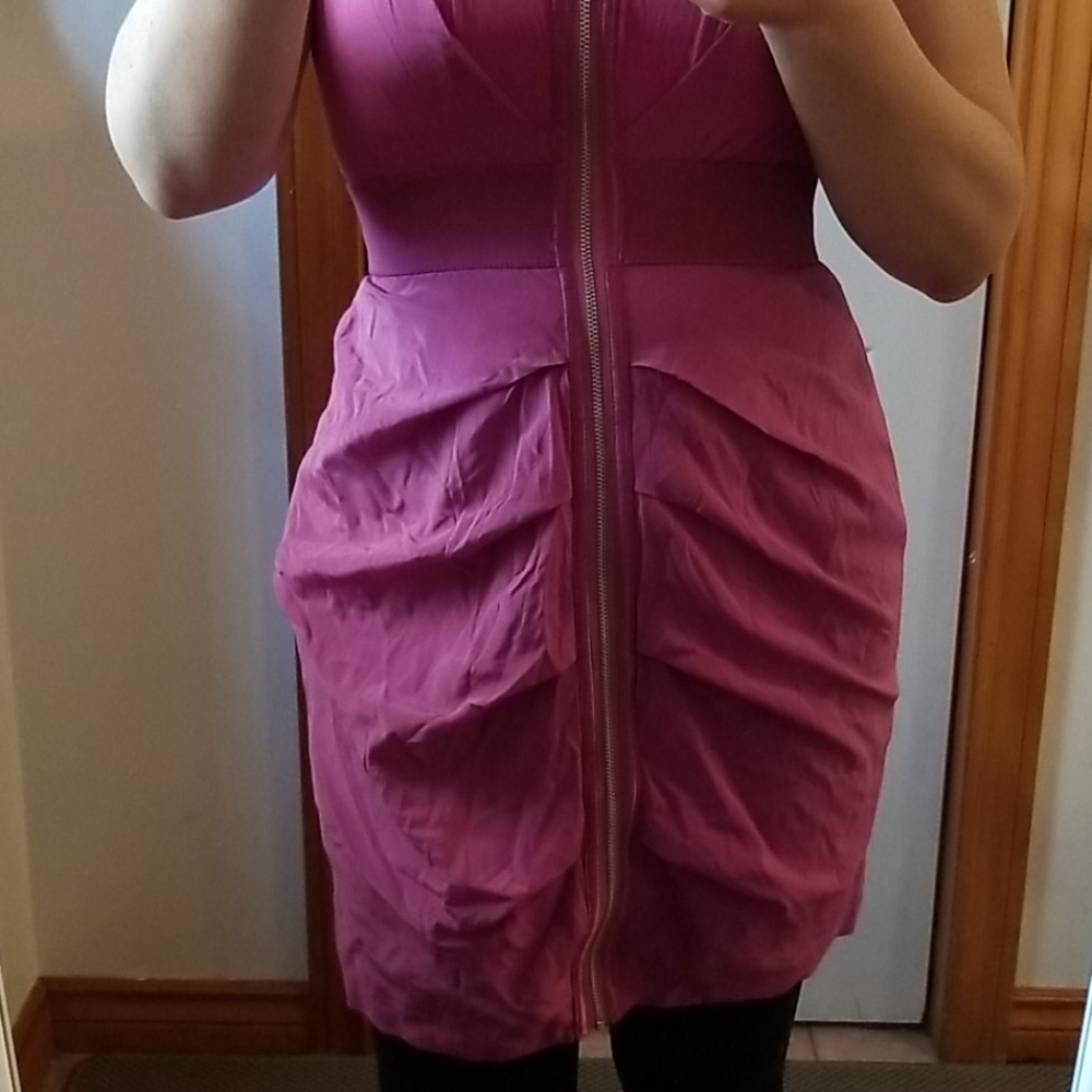 Bebe silk zip cocktail dress sz sx - Picture 5 of 9
